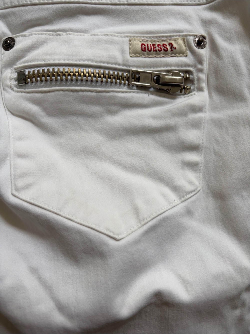 Guess Cream Straight Leg Pants with Zip Pockets - Picture 3 of 5